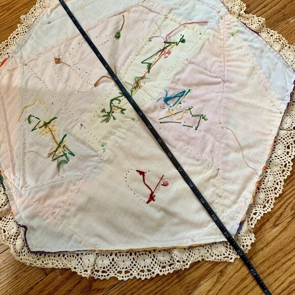 Crazy Quilt Centerpiece Mat Placemat Handmade Patchwork Art Boho Granny Core - Picture 5 of 6